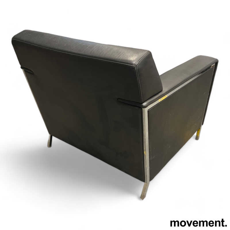 Loungestol / lenestol i sort skinn - 2 / 3