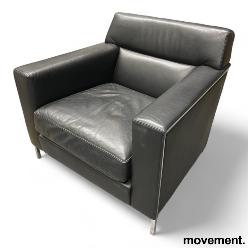 Loungestol / lenestol i sort skinn - 1 / 3
