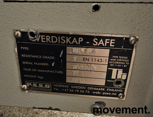 Sikkerhetsskap med kodelås, Klasse, - 5 / 6