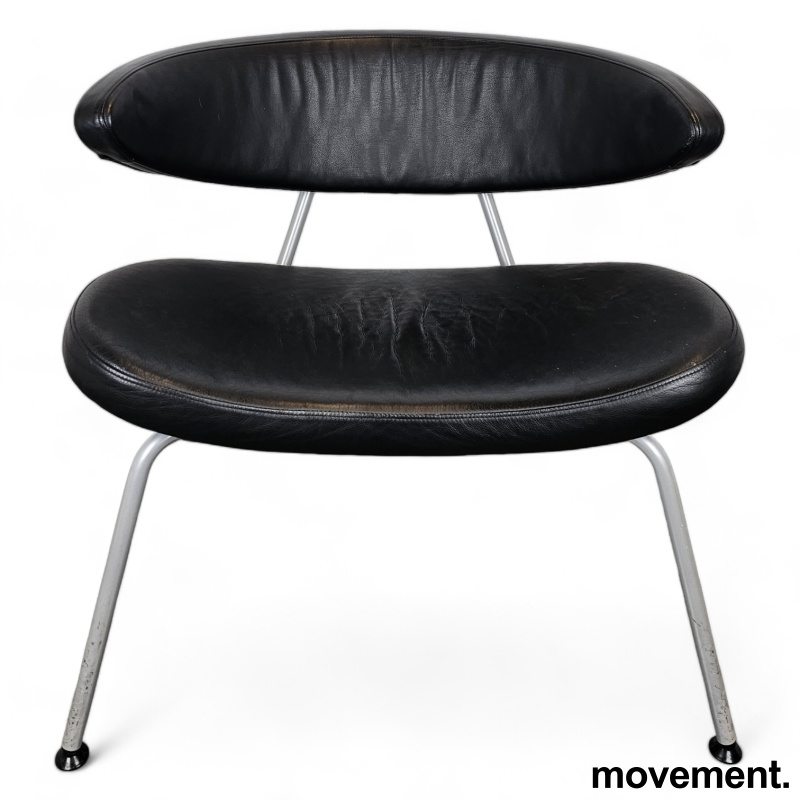 Loungestol i sort skinn / grå fra - 2 / 2