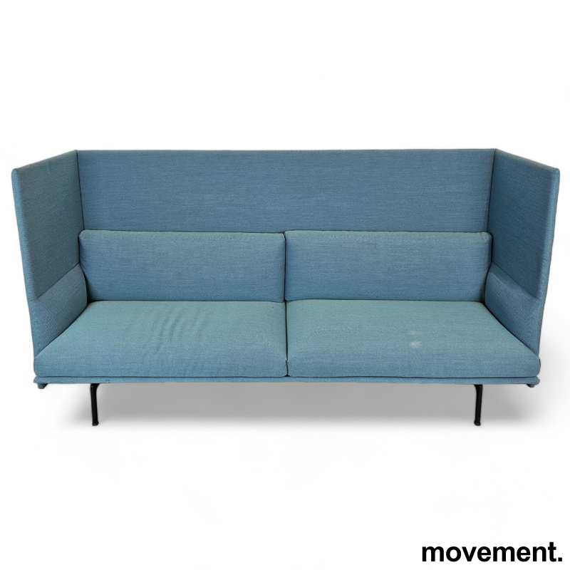 3-seter sofa i blått stoff fra - 1 / 3