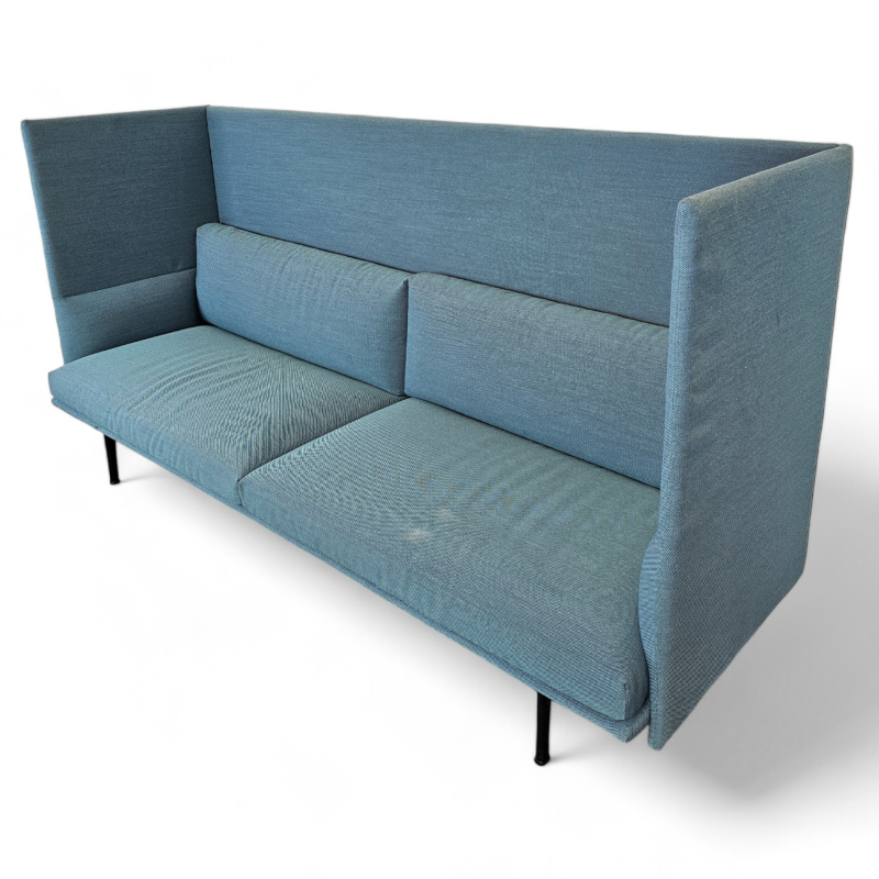 3-seter sofa i blått stoff fra