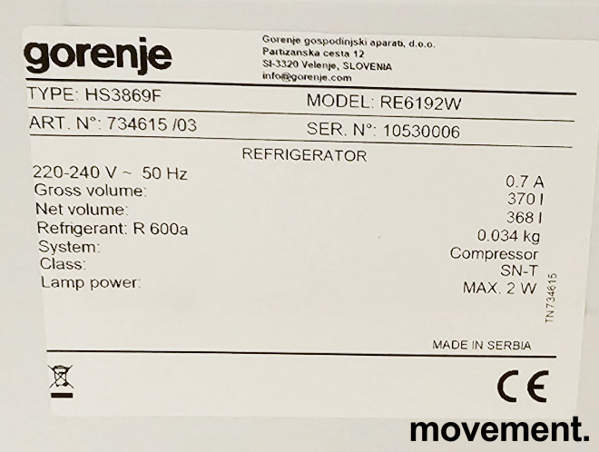 Solgt!Gorenje Essential Line RE6192W - 4 / 4