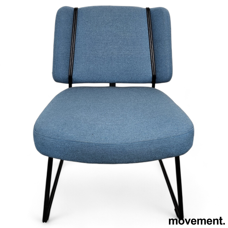 Loungestol i blått stoff / sort fra - 2 / 3