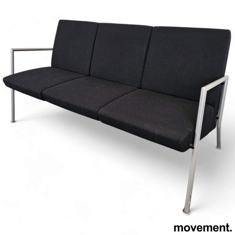 Loungesofa 3seter i sort stoff / - 2 / 2
