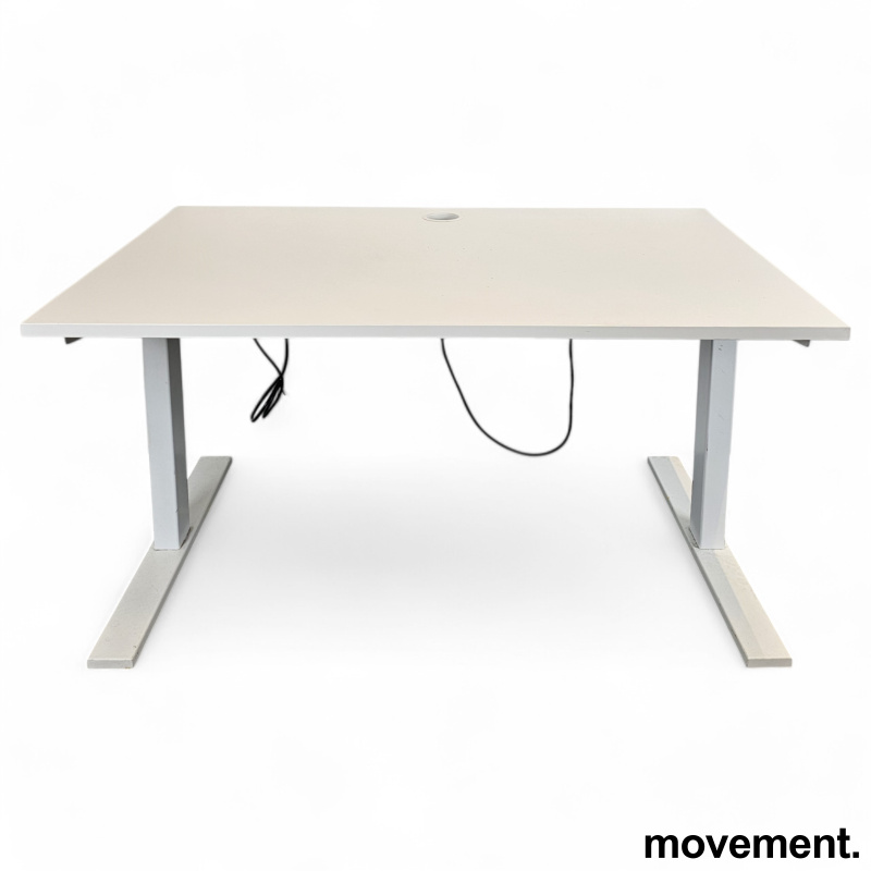 Skrivebord i hvitt, med el.hevsenk - 1 / 2