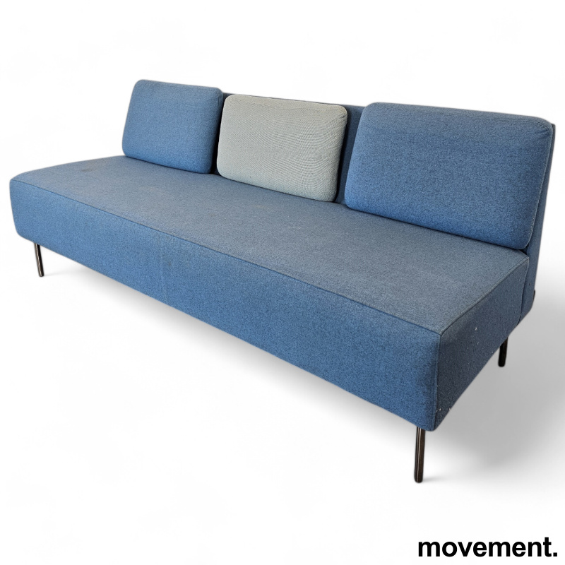 Solgt!3-seter sofa i blått stoff, - 2 / 2