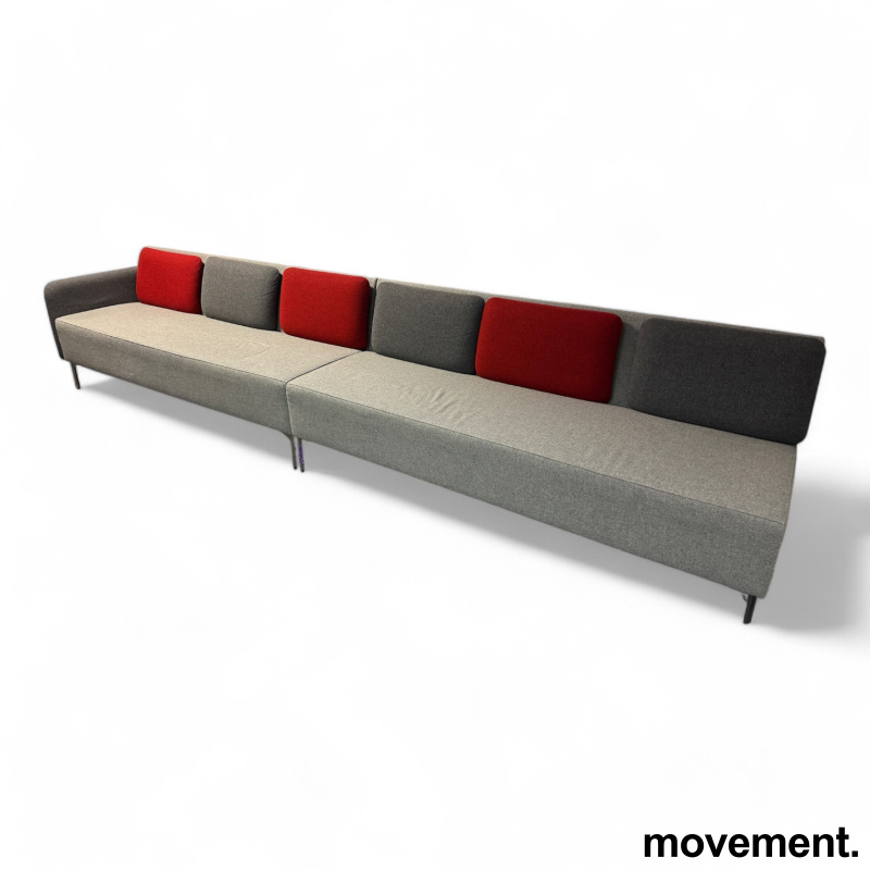 Solgt!3+3-seter sofa i grått stoff, - 2 / 2