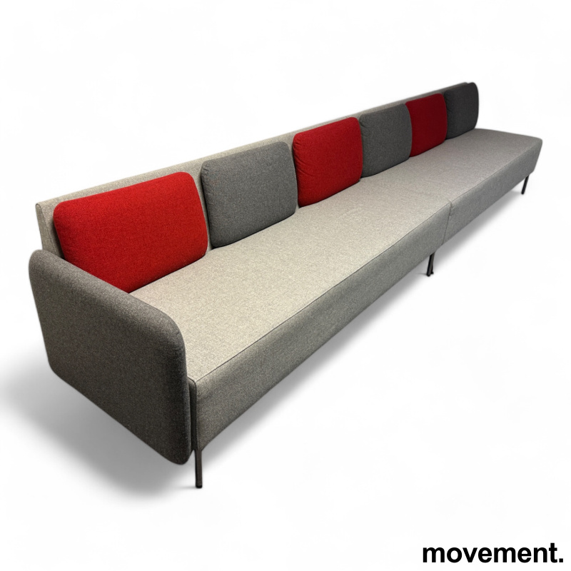 Solgt!3+3-seter sofa i grått stoff, - 1 / 2