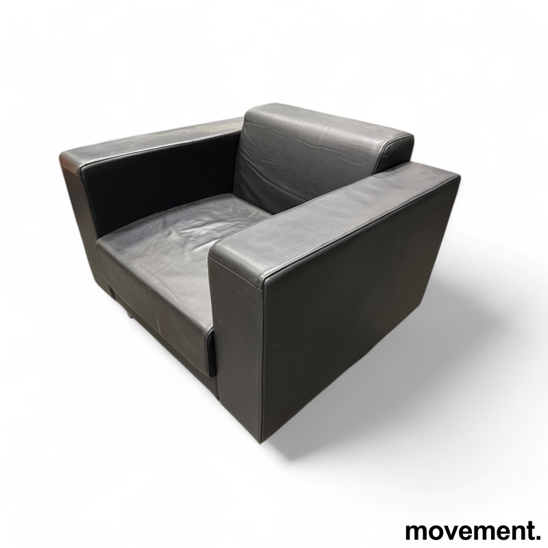 Loungestol / lenestol i sort skinn - 2 / 3