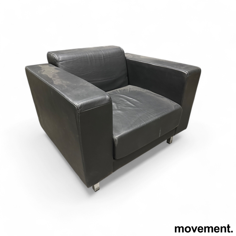 Loungestol / lenestol i sort skinn - 1 / 3