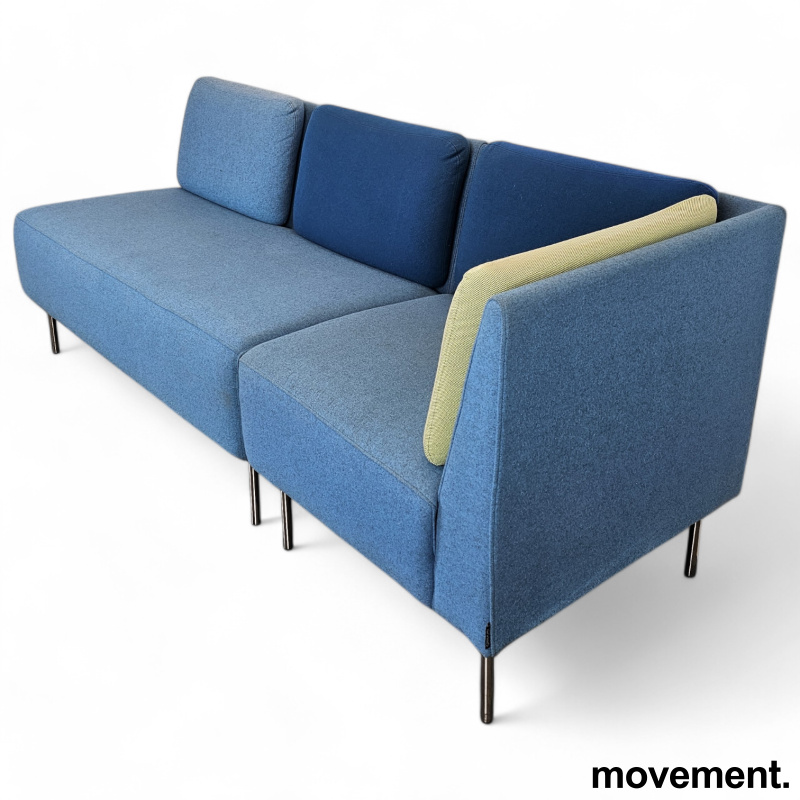 Solgt!3-seter sofa i blått / grønt stoff, - 3 / 3