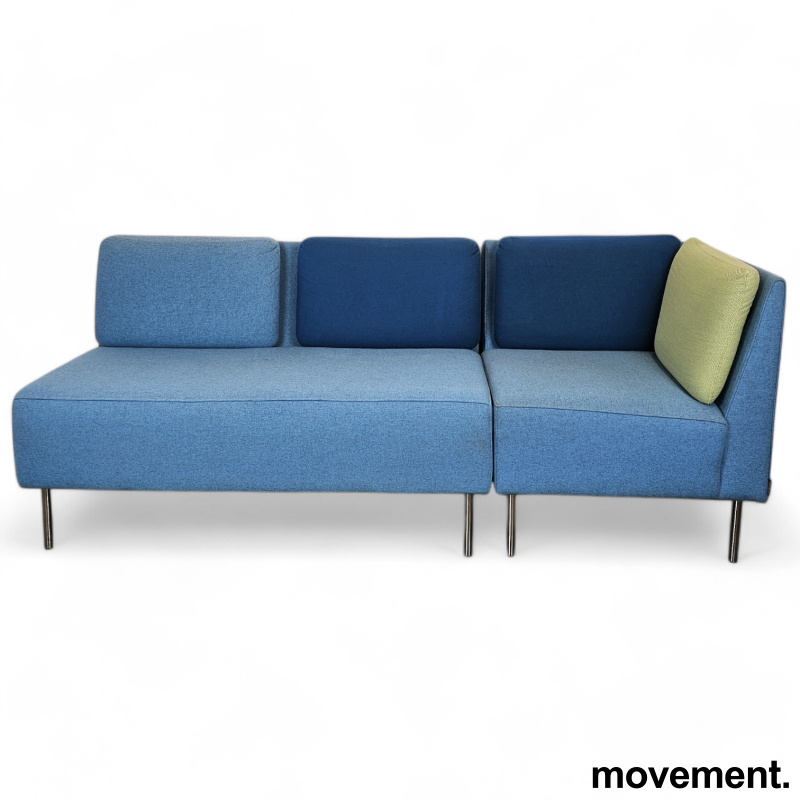 Solgt!3-seter sofa i blått / grønt stoff, - 1 / 3