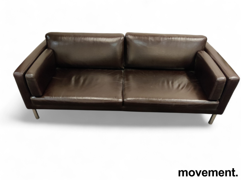 Solgt!Sofa i brunt skinn, Ikea modell - 1 / 4