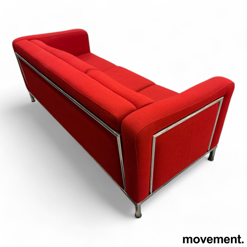 Solgt!3-seter sofa i rødt / krom, 190cm - 3 / 3