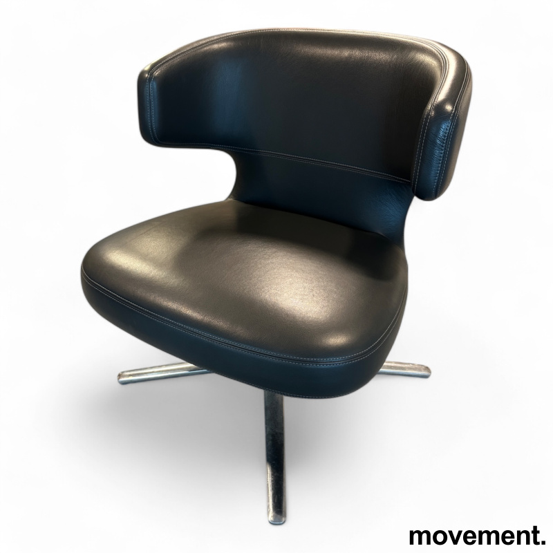 Loungestol i sort skinn fra Vitra, - 1 / 2