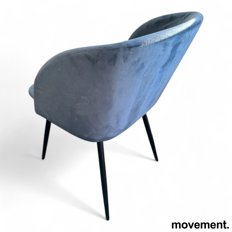 Enkel konferansestol i blå velour / - 2 / 2