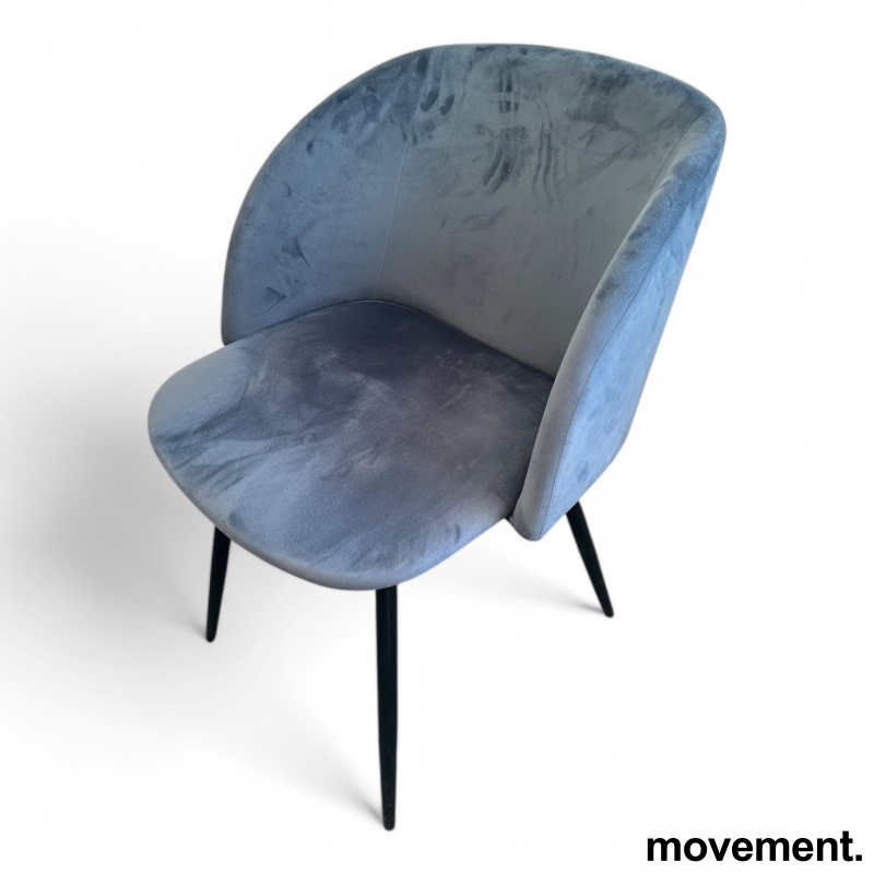 Enkel konferansestol i blå velour / - 1 / 2