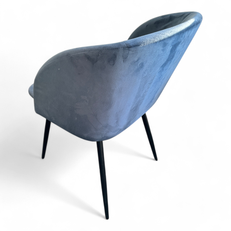 Enkel konferansestol i blå velour /