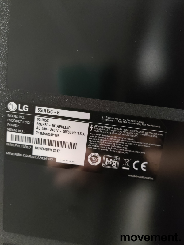 Solgt!65" Skjerm fra LG, model 65UH5C-B - 2 / 3