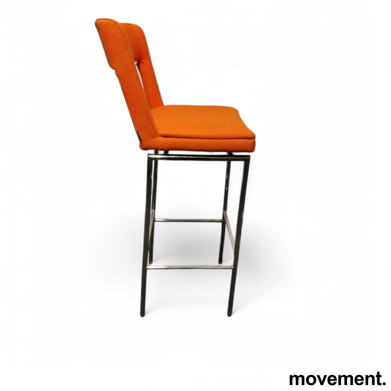 Barkrakk / barstol i orange stoff, - 3 / 4