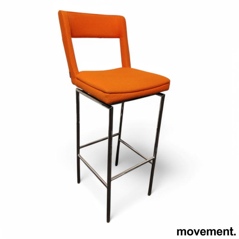 Barkrakk / barstol i orange stoff, - 1 / 4
