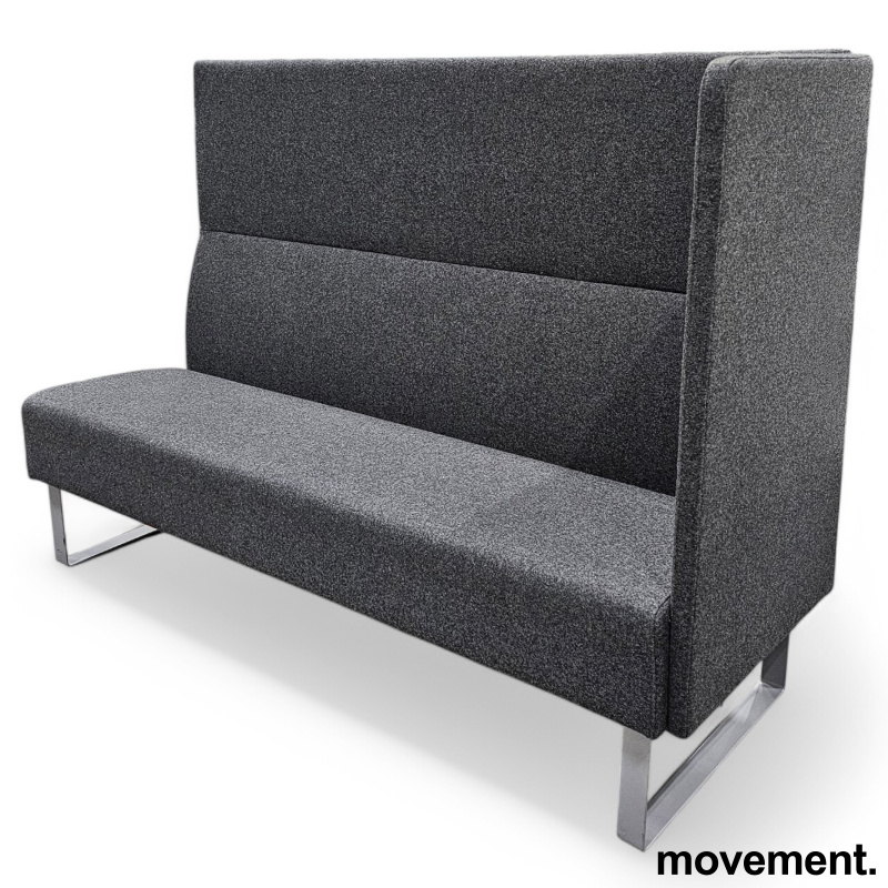 Solgt!3-seter sofa i mørk grått ullstoff - 2 / 3