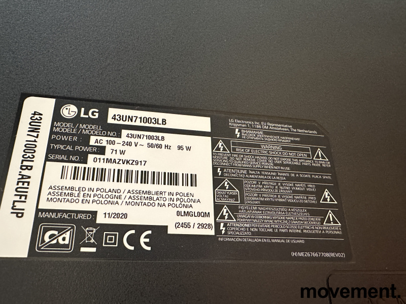 43toms TV fra LG, 43un71003lb, 4K, - 2 / 2