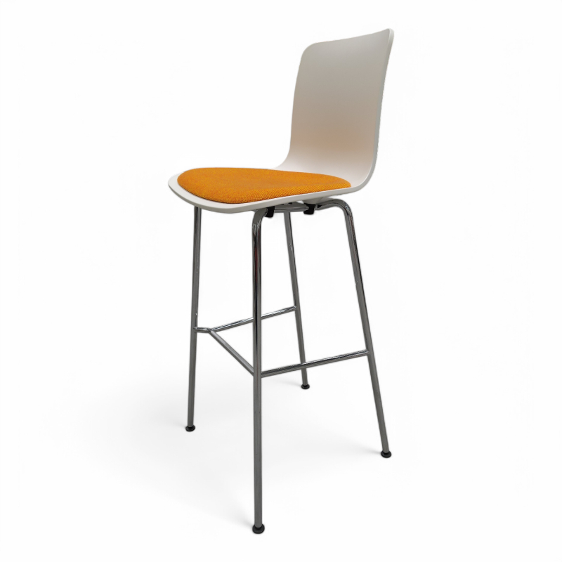 Hal stool high Hvit plast og orange