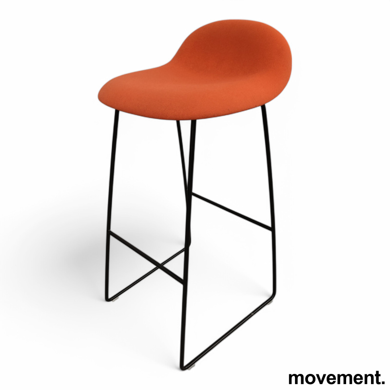 3D barstol høy Orange stoff, sorte - 5 / 6