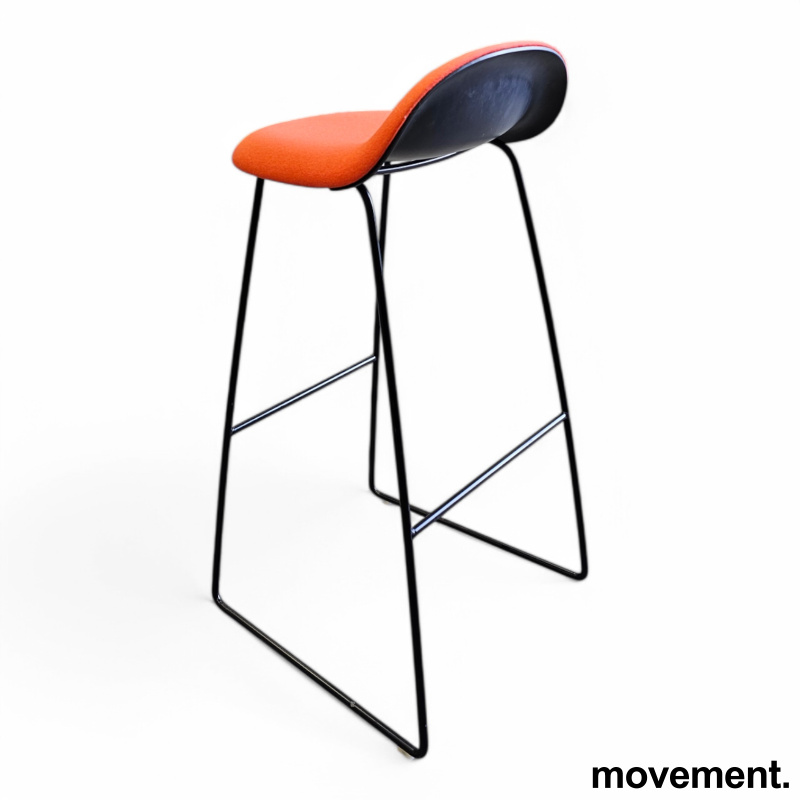 3D barstol høy Orange stoff, sorte - 3 / 6