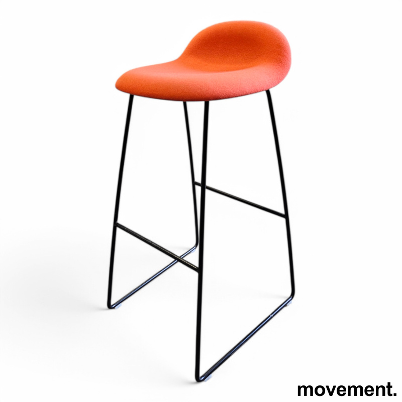 3D barstol høy Orange stoff, sorte - 1 / 6