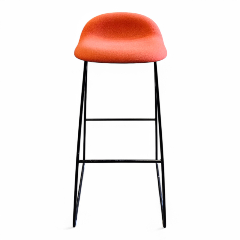 3D barstol høy Orange stoff, sorte