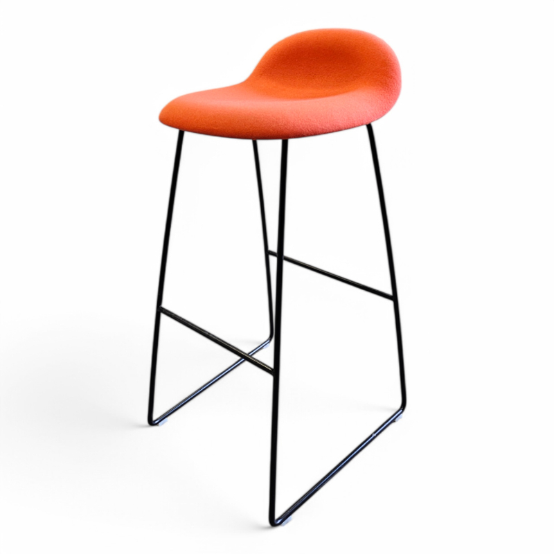 3D barstol høy Orange stoff, sorte