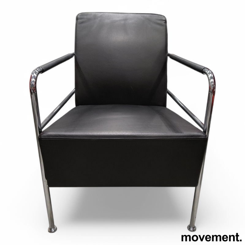 Cinema Easy Chair sort skinn, ben i - 1 / 3