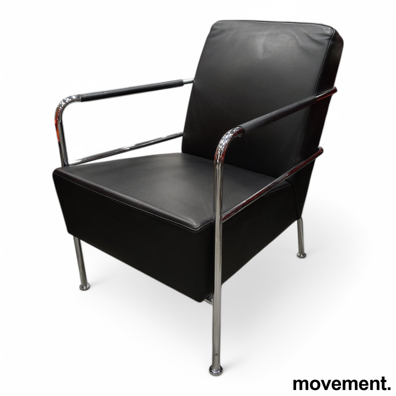 Cinema Easy Chair sort skinn, ben i - 2 / 3