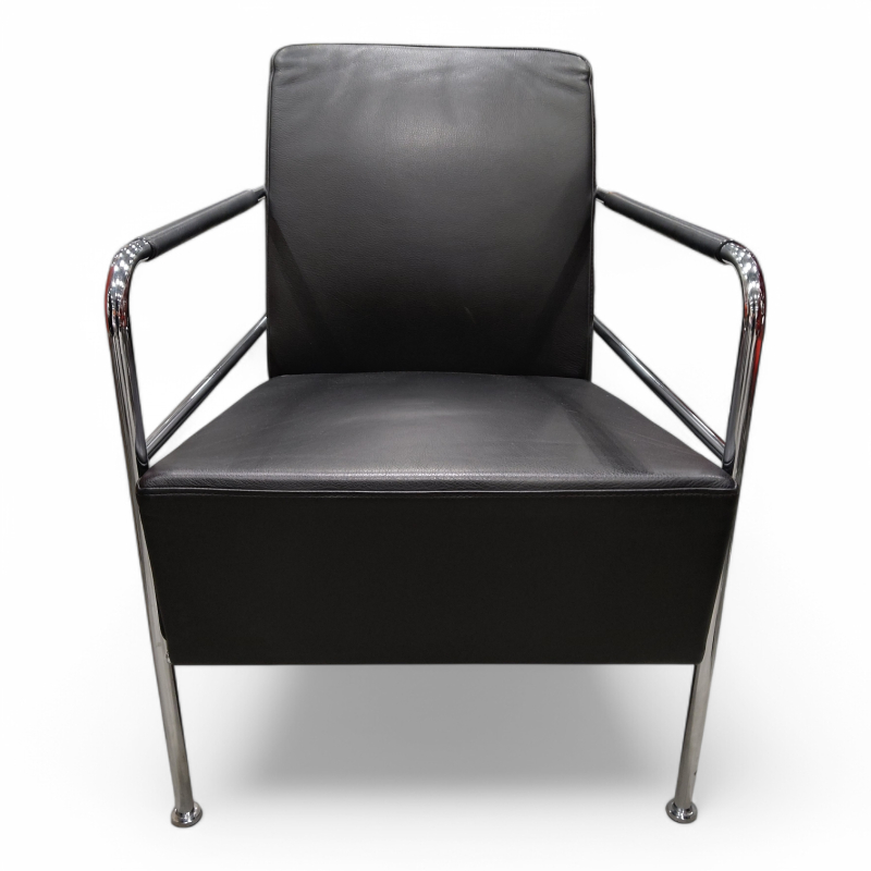Cinema Easy Chair sort skinn, ben i