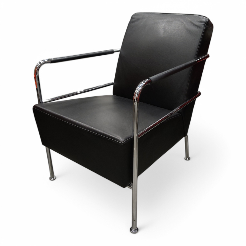 Cinema Easy Chair sort skinn, ben i