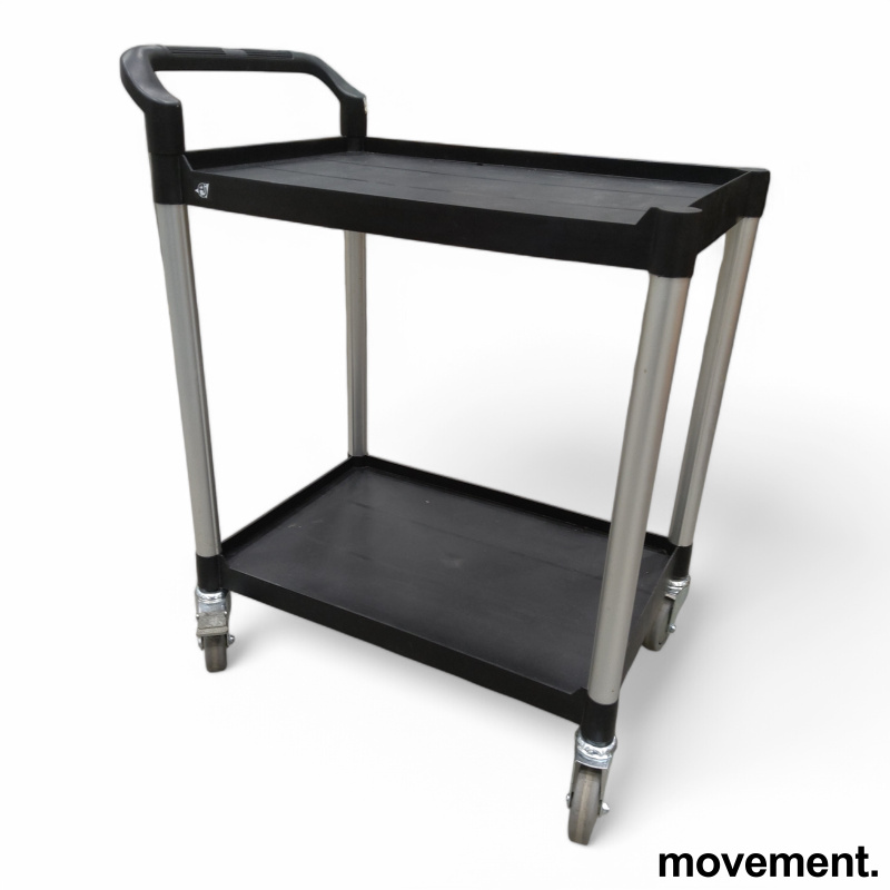 Move tralle, 2 hyller Sort plast, - 1 / 2