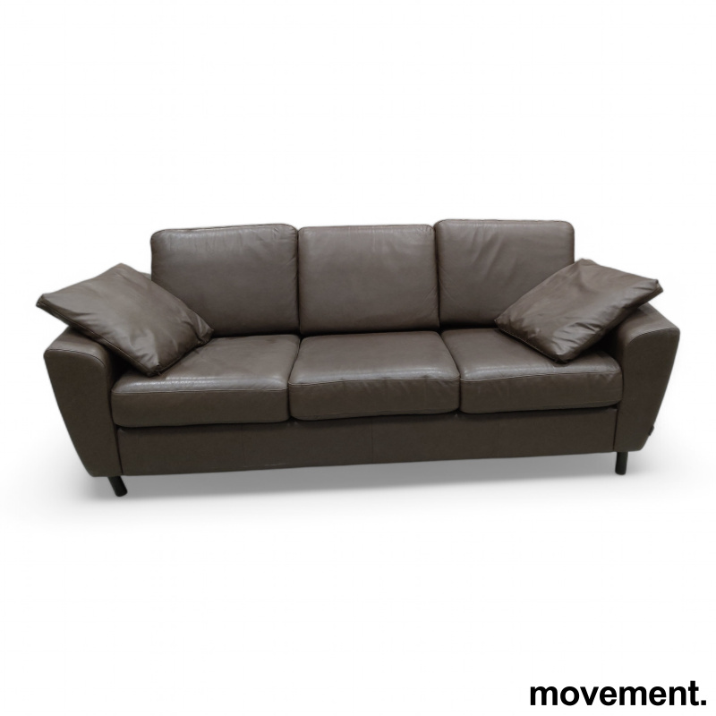 Solgt!Noor 3-seter sofa Brunt skinn, Pent