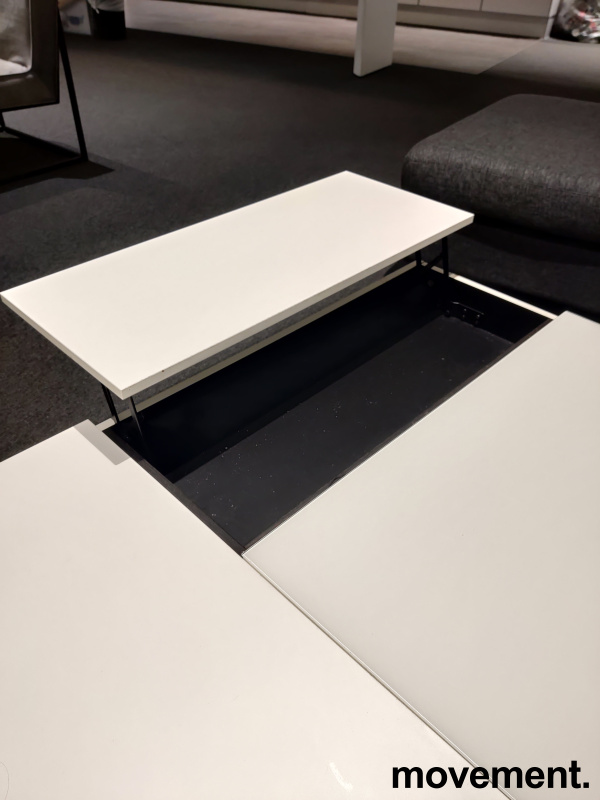 Sofabord 113x80cm hvit, glassplate, - 3 / 4