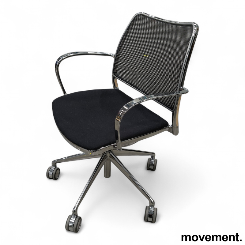 Gas Armchair på hjul sort stoff, - 1 / 2