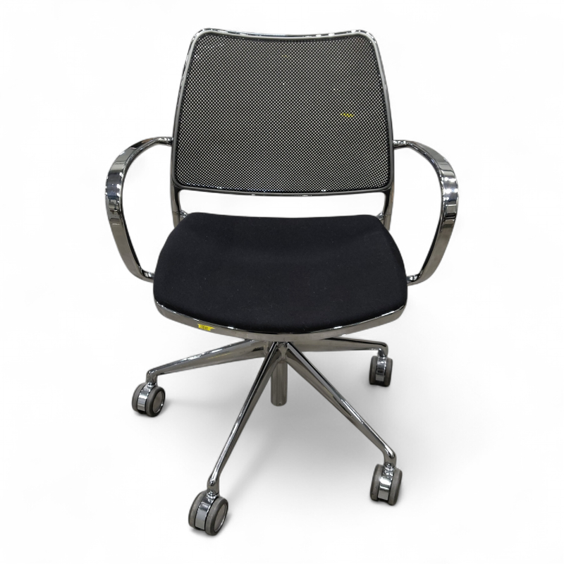 Gas Armchair på hjul sort stoff,