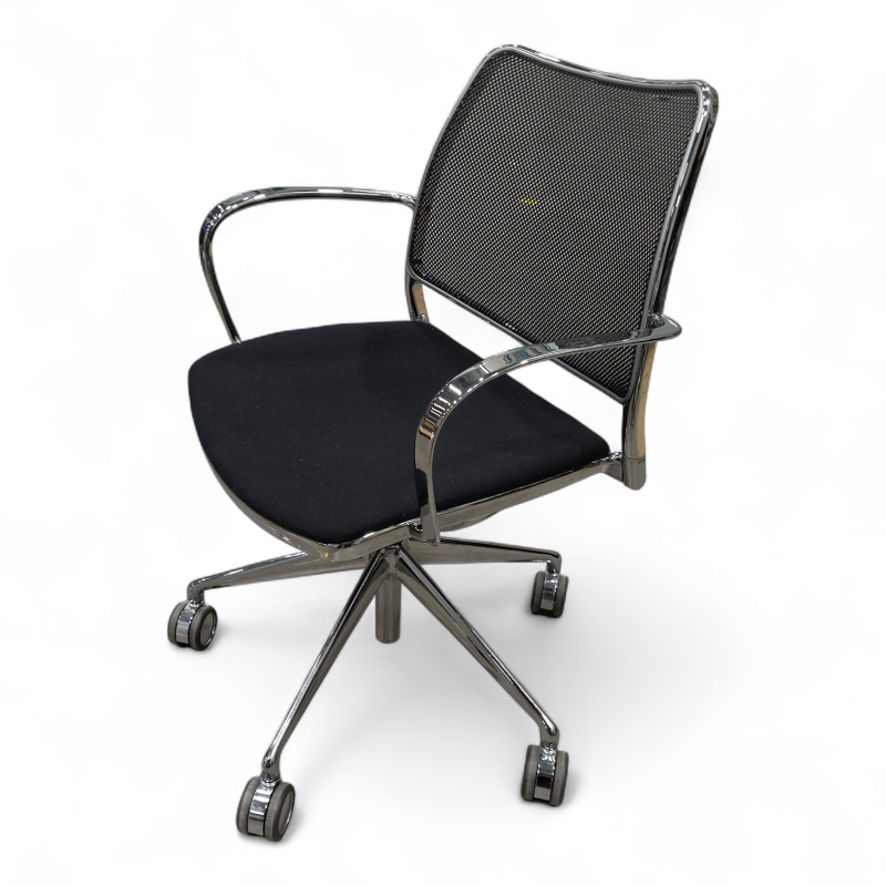 Gas Armchair på hjul sort stoff,