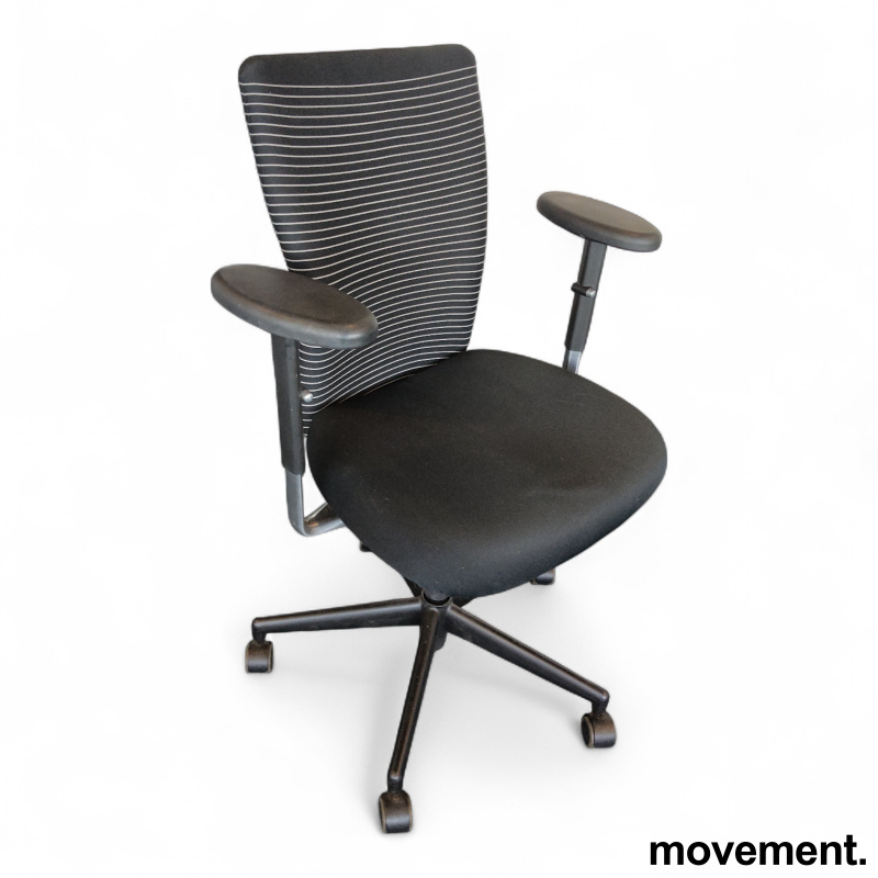 T-chair med armlene Sort stoff, - 1 / 2