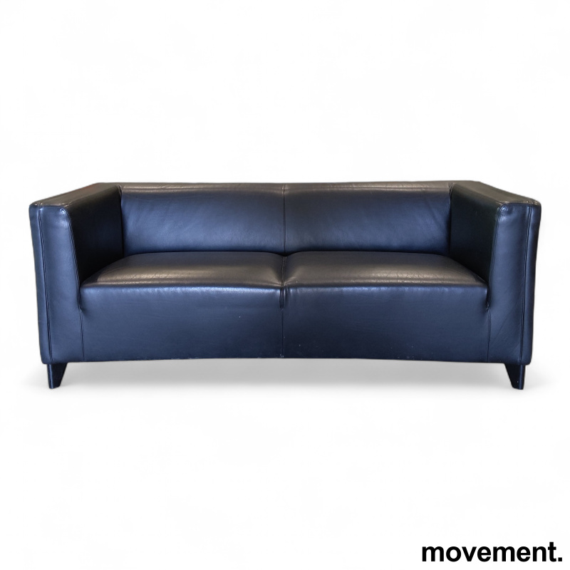 Solgt!3-seter sofa Sort skinn, Pent brukt - 2 / 2