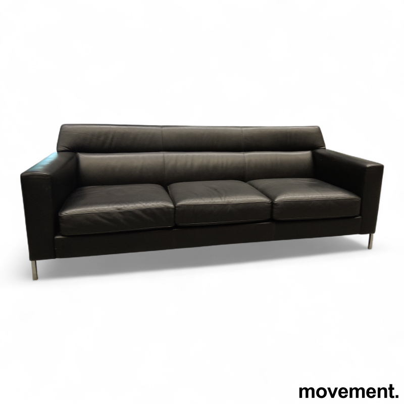 Steel 3-seter sofa Sort skinn, Pent