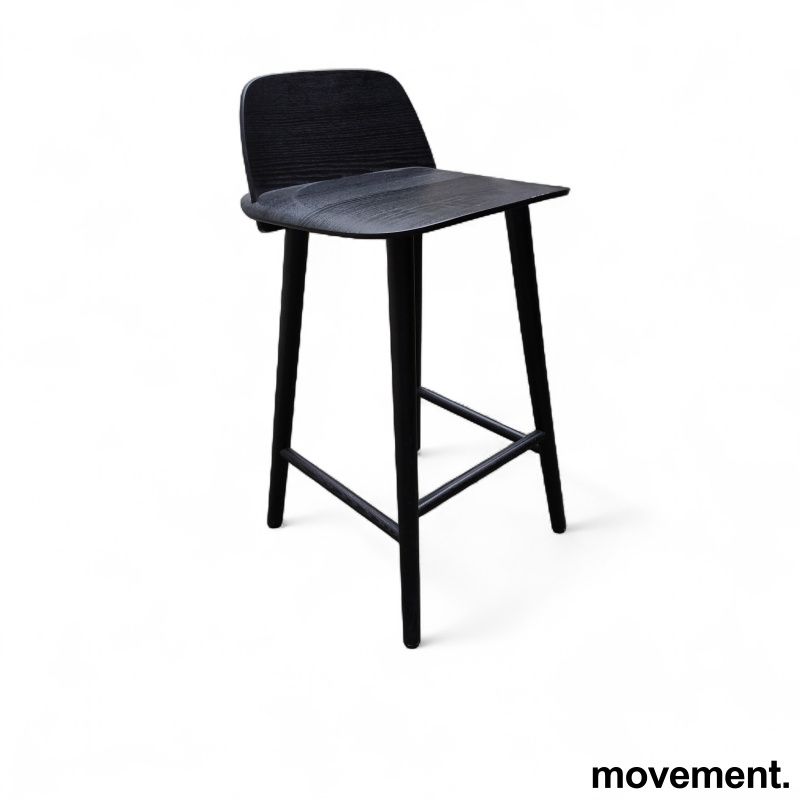 Nerd barstol 65cm sortlakkert eik, - 1 / 2