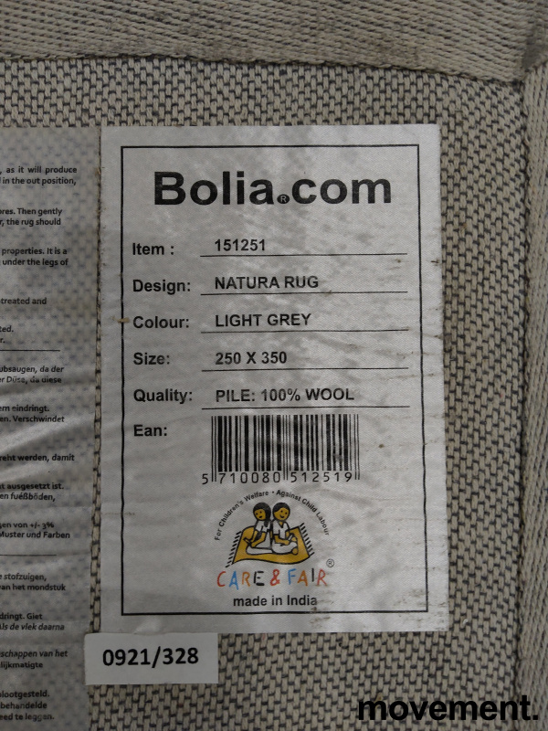 Natura 250x350cm 100% ull Lys grå, - 2 / 2