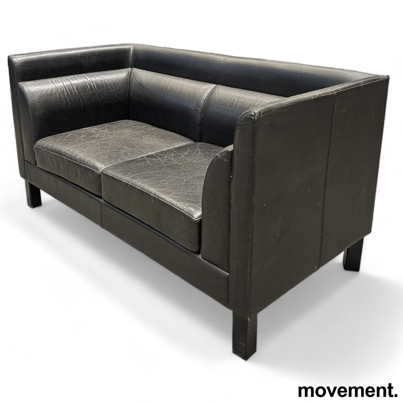 Liva 2-seter  sort skinn, Brukt